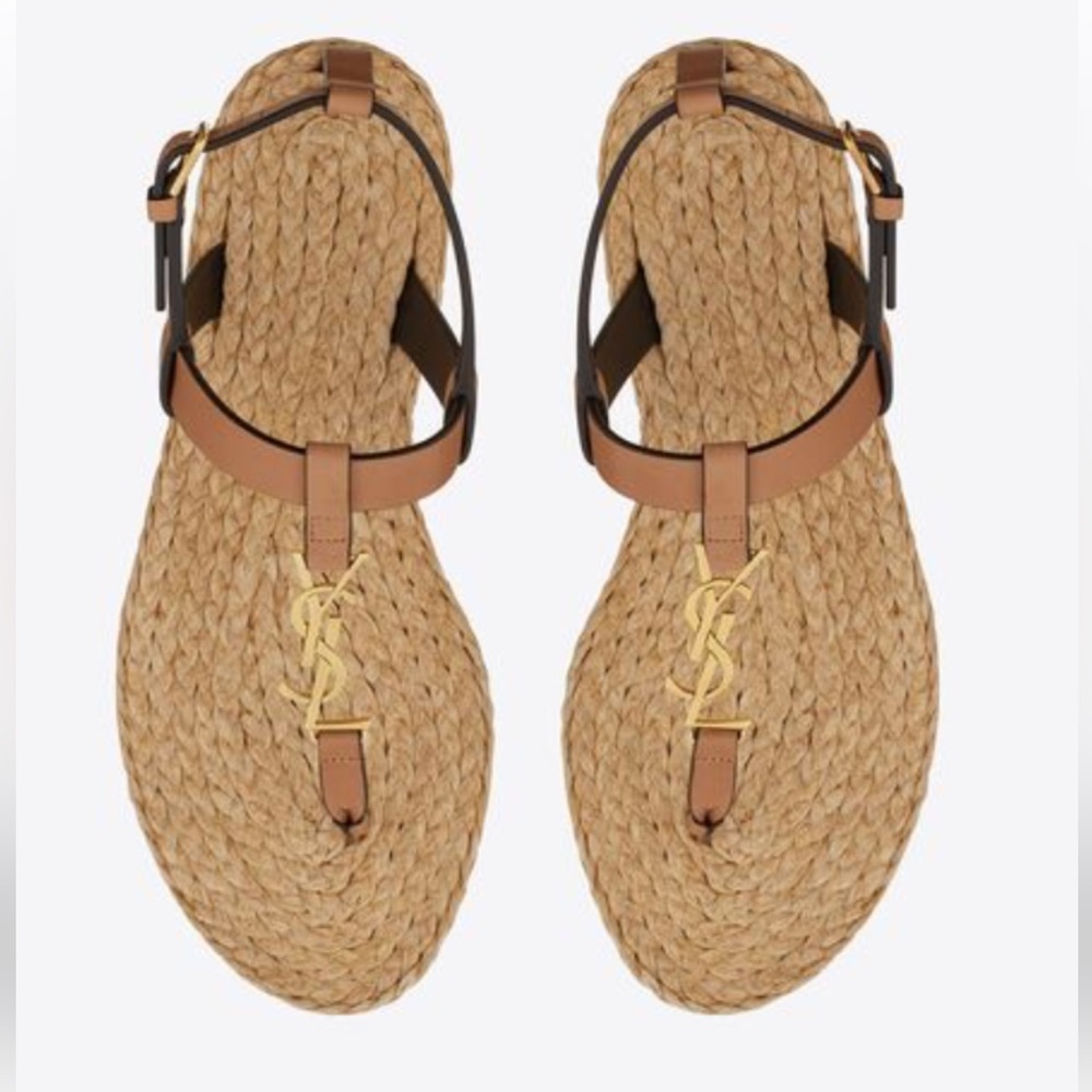 YSL CASSANDRA SANDALS IN VEGETABLE-TANNED LEATHER size 6 - Picture 2 of 11